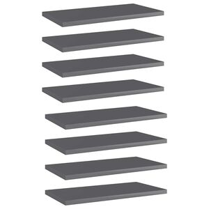 vidaXL Knygų lentynos plok&scaron;tės, 8vnt., pilkos, 40x20x1,5cm, MDP