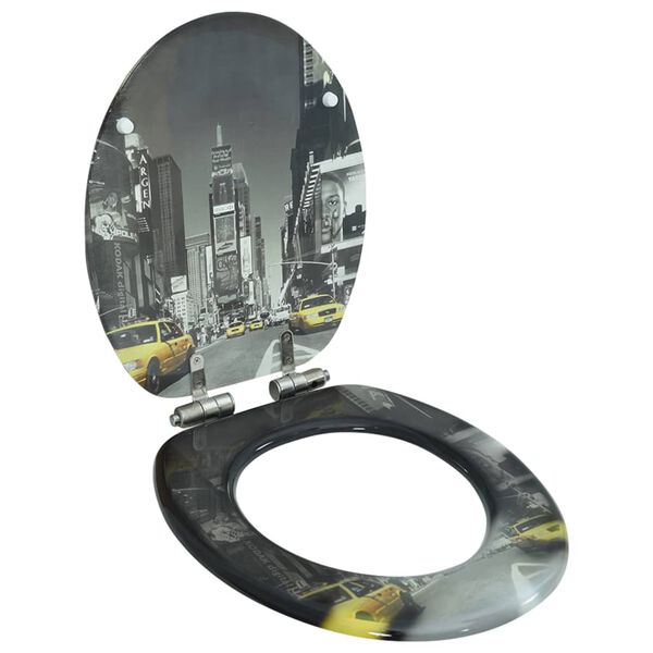 vidaXL Klozeto sėdynė su minkšto uždar. dang., MDF, Niujorko diz.