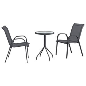 vidaXL Sodo Bistro Rinkinys 3 vnt. Pilka Plienas