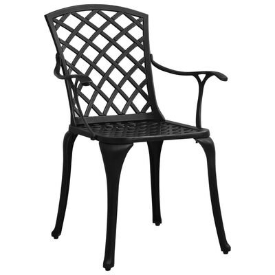 vidaXL Sodo kėdės, 2vnt., juodos spalvos, lietas aliuminis