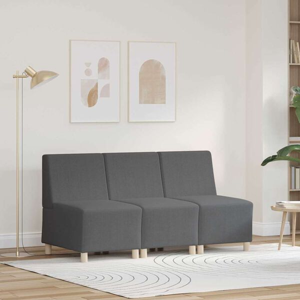 vidaXL Modulinis sofa vienetas be rankų 3 pcs Tamsiai pilka