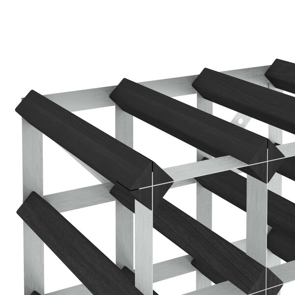 vidaXL Stovas vynui skirtas 42 buteliams, juodas, pušies masyvas