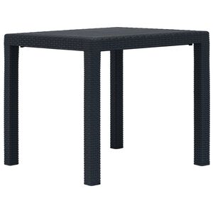 vidaXL Sodo stalas, antracito sp., 79x79x72 cm, plastikas, rat. imit.