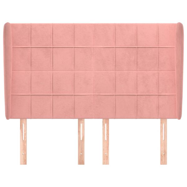 vidaXL Galvūgalis su auselėmis, rožinis, 147x23x118/128cm, aksomas