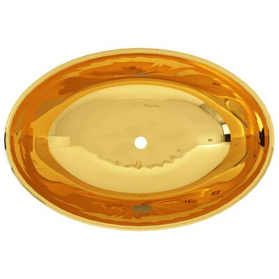 vidaXL Praustuvas, 40x33x13,5cm, auksinės sp., keramika