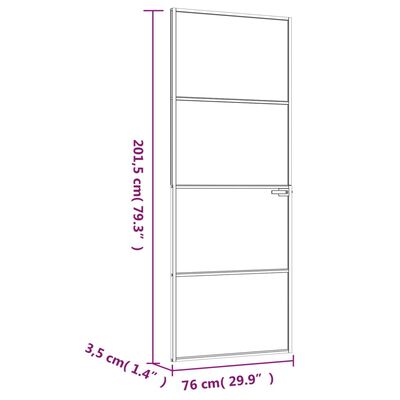 vidaXL Vidaus durys, baltos, 76x201,5cm, grūdintas stiklas/aliuminis