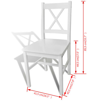 vidaXL Valgomojo kėdės, 2vnt., baltos, pušies mediena