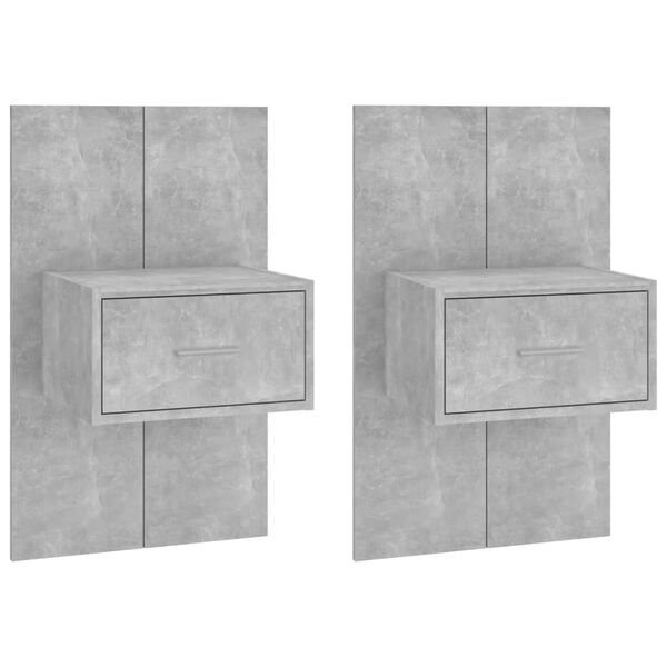 vidaXL Prie sienos montuojamos naktinės spintelės, 2vnt., pilkos