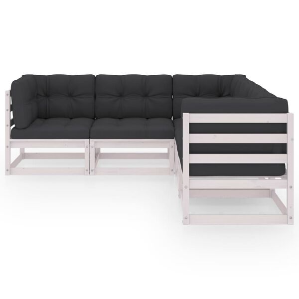 vidaXL Sodo komplektas su pagalvėlėmis, 5 dalių, pušies masyvas