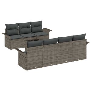 vidaXL Sodo Sofų Rinkinys su pagalve 8 pcs Pilka poliratanas