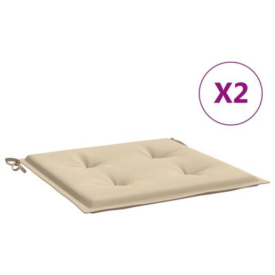 vidaXL Sodo kėdės pagalvėlės, 2vnt., smėlio, 50x50x3cm, audinys
