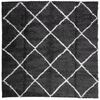 vidaXL Shaggy kilimas PAMPLONA, juodas ir kreminis, 120x120cm