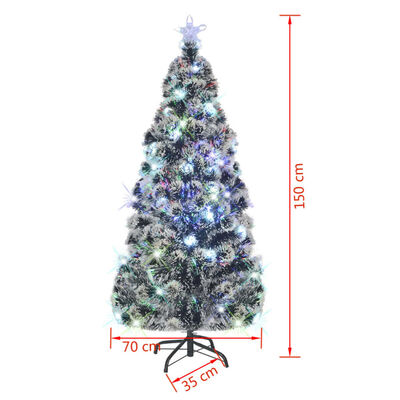 vidaXL Apšviesta Kalėdų eglutė su stovu, 150cm, optinis pluoštas