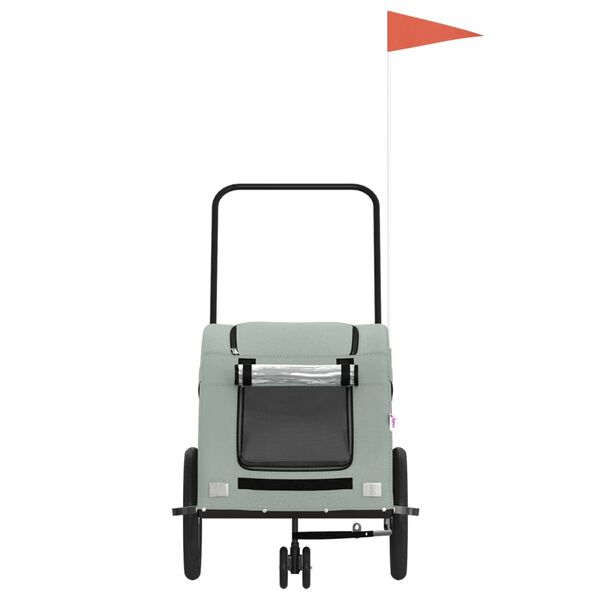 vidaXL Dviračio priekaba augintiniams, pilka, oksfordo audinys/geležis