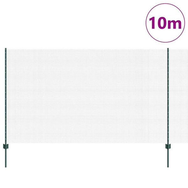 vidaXL Tvora su stulpais Žalia 1,4 x 10 m Plienas ir PVC