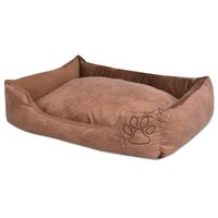 vidaXL Šuns guolis su pagalvėle, PU, dirbtinė oda dydis S, smėlinis