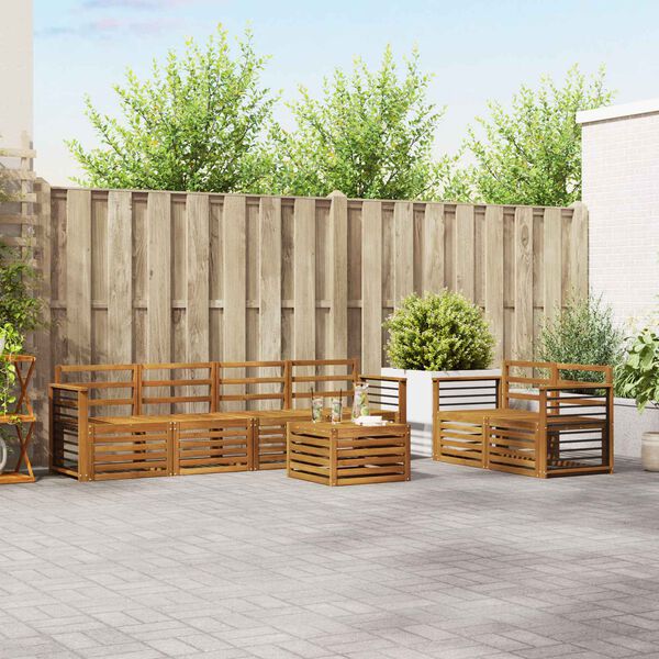 vidaXL Sofų komplektai 7 pcs Natūrali Kietos akacijos mediena