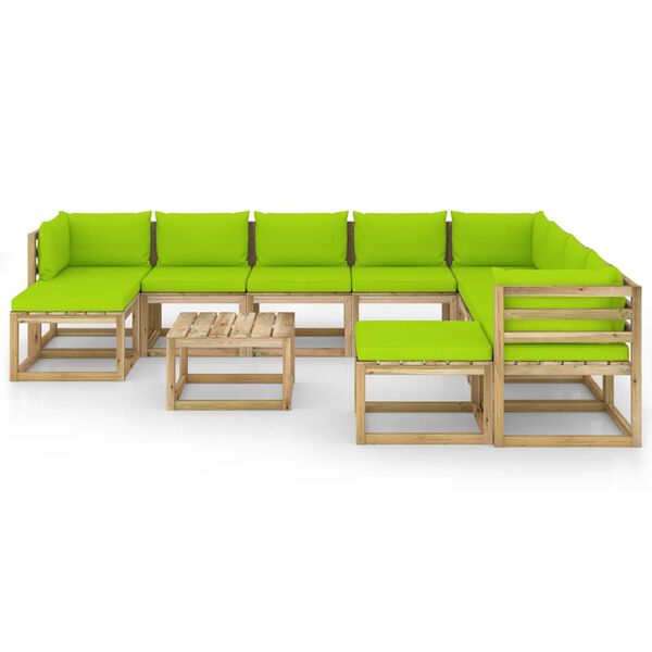 vidaXL Sodo komplektas su pagalvėlėmis, 11 dalių, impregnuota pu&scaron;is