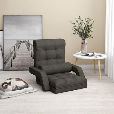 vidaXL Čiužinukas-kėdė su miegojimo funkcija, tamsiai pilkas, audinys