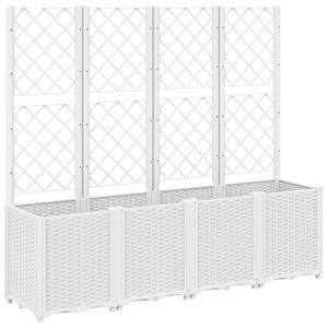 vidaXL Sodo lovelis su treliažu, baltos spalvos, 160x40x140cm, PP