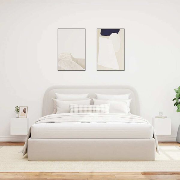 vidaXL Sieninės TV spintelės su LED, 2vnt., baltos, 30,5x35x30cm