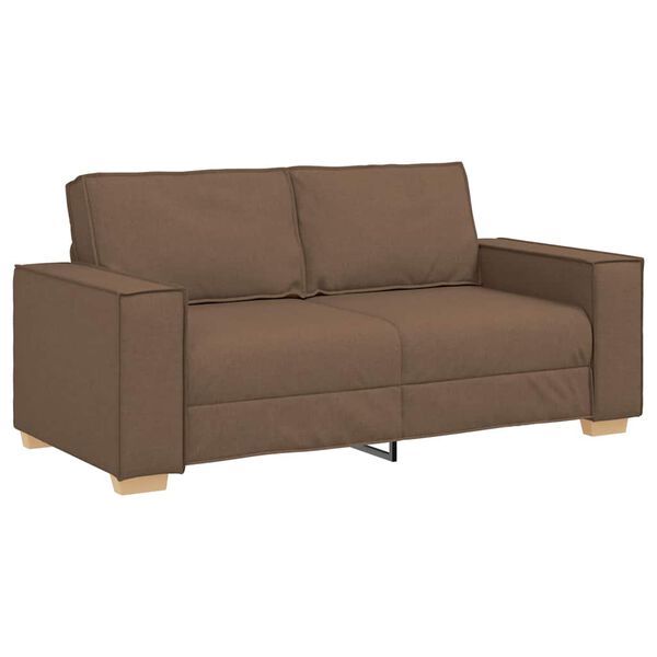 vidaXL Dvivietė sofa, ruda, 140 cm, audinys