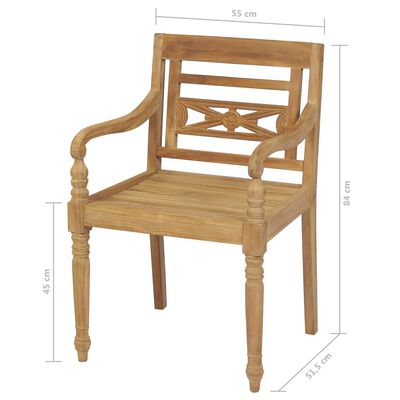 vidaXL Batavia kėdės, 2 vnt., tikmedžio mediena