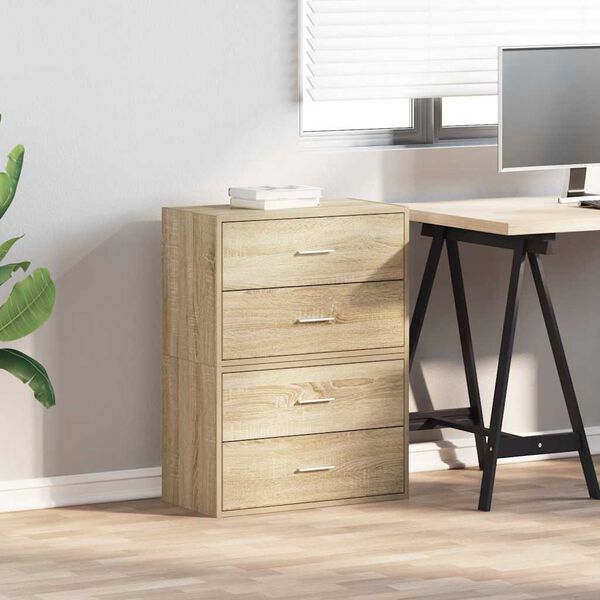 vidaXL Spintelės su 2 stalčiais, 2 vnt., sonoma, 60x31x40cm, mediena