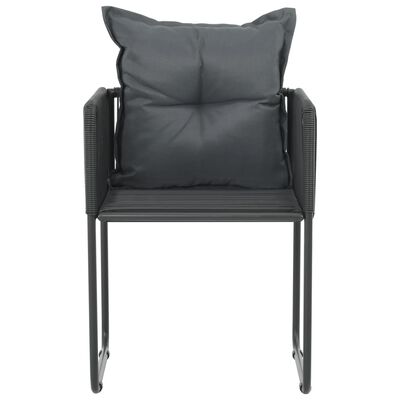 vidaXL Lauko kėdės su pagalvėmis, 6vnt., juodos spalvos, poliratanas