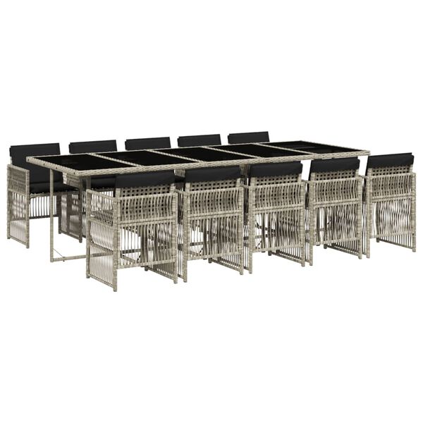 vidaXL Sodo komplektas su pagalvėlėmis, 11 dalių, pilkas, poliratanas