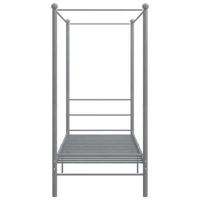vidaXL Lovos rėmas su baldakimu, pilkos spalvos, 100x200cm, metalas