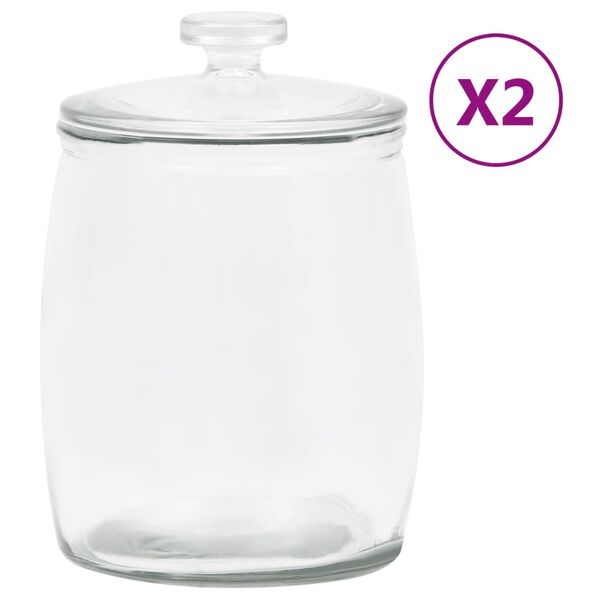 vidaXL Stikliniai indai su dangteliais, 2vnt., 8000ml