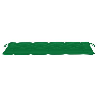 vidaXL Batavia suoliukas su žalia pagalvėle, 150cm, tikmedžio masyvas