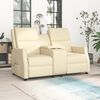 vidaXL Dvivietis atlošiamas masažinis krėslas, kreminis, dirbtinė oda