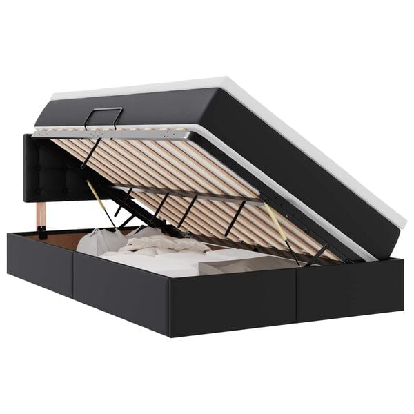 vidaXL Lova su daiktų laikymo vieta ir LED su LED Juoda 120 x 190 cm