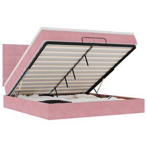 vidaXL Osmanų lovos rėmas su čiužiniais, rožinis, 200x200cm, aksomas