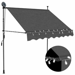 vidaXL Rankiniu būdu i&scaron;traukiama markizė su LED, antracito, 100cm