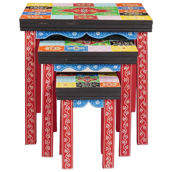 vidaXL Suklijuotas stalas Ruda 50 x 50 x 50 cm Mango medienos masyvas