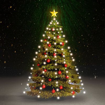 vidaXL Kalėdų eglutės girlianda su 210 šaltų baltų LED lempučių, 210cm