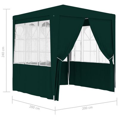 vidaXL Proginė palapinė su šoninėmis sienomis, žalia, 2x2m, 90g/m²