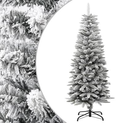 vidaXL Dirbtinė siaura Kalėdų eglutė su sniegu, 120cm, PVC ir PE