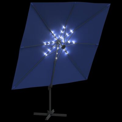 vidaXL Gembės formos skėtis su LED, mėlynos spalvos, 400x300cm