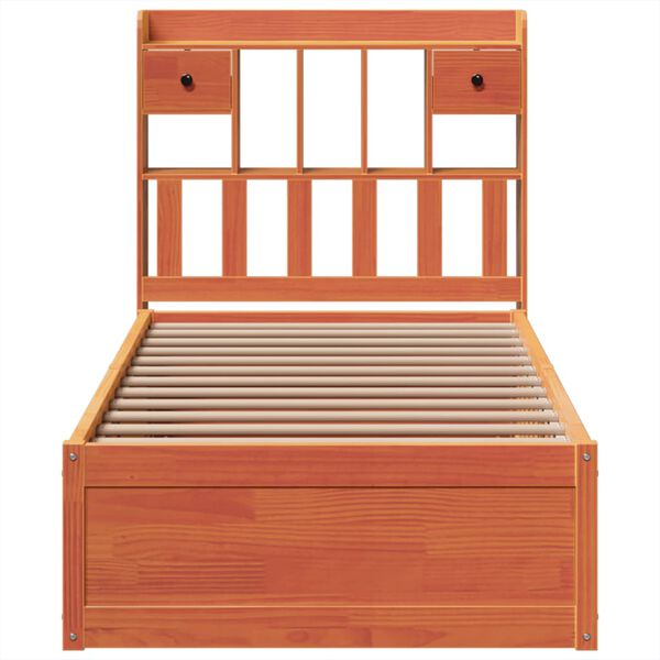 vidaXL Lovos rėmas be čiužinio, va&scaron;ko ruda, 100x200cm, pu&scaron;is