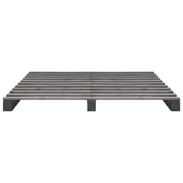 vidaXL Lovos rėmas i&scaron; palečių, pilkos sp., 160x200cm, pu&scaron;ies med. mas.
