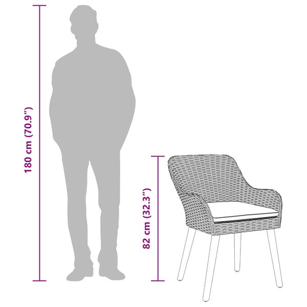 vidaXL Sodo valgomojo komplektas su pagalve 7 pcs Smėlio poliratanas