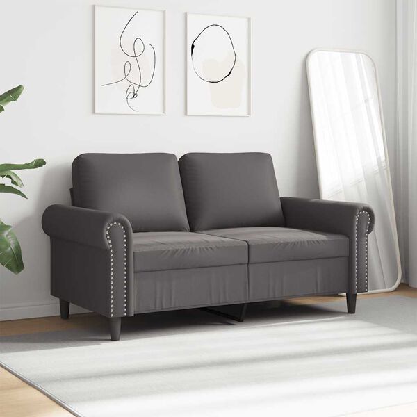 vidaXL Dvivietė sofa, pilkos spalvos, 120cm, dirbtinė oda