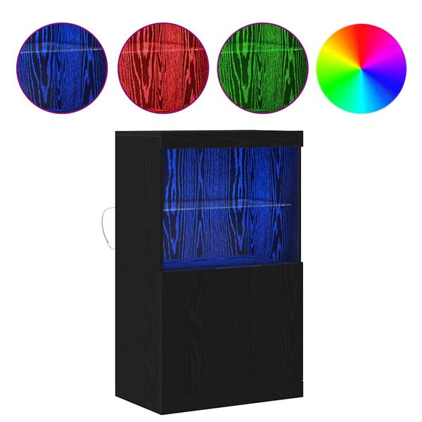 vidaXL LED Bufetas Juoda 60 x 37 x 100 cm Apdirbta mediena