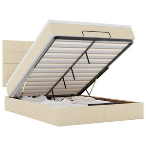 vidaXL Osmanų lova su čiužiniu ir LED kreminiu 140x200 cm audiniu