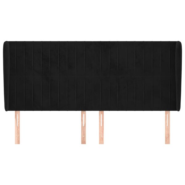 vidaXL Galvūgalis su auselėmis, juodas, 183x23x118/128cm, aksomas