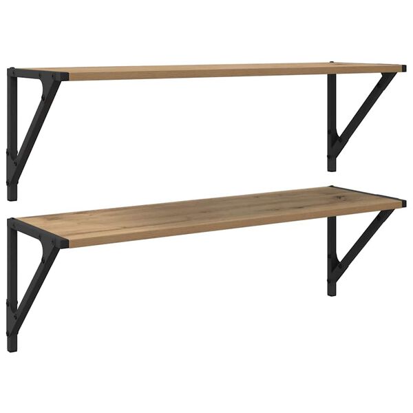 vidaXL Sieninės lentynos 2 pcs Amatininkų ąžuolas 80 x 25 x 25,5 cm
